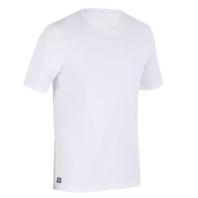 Camiseta Protección Solar Surf Hombre Olaian Manga Corta Anti-Uv Blanco