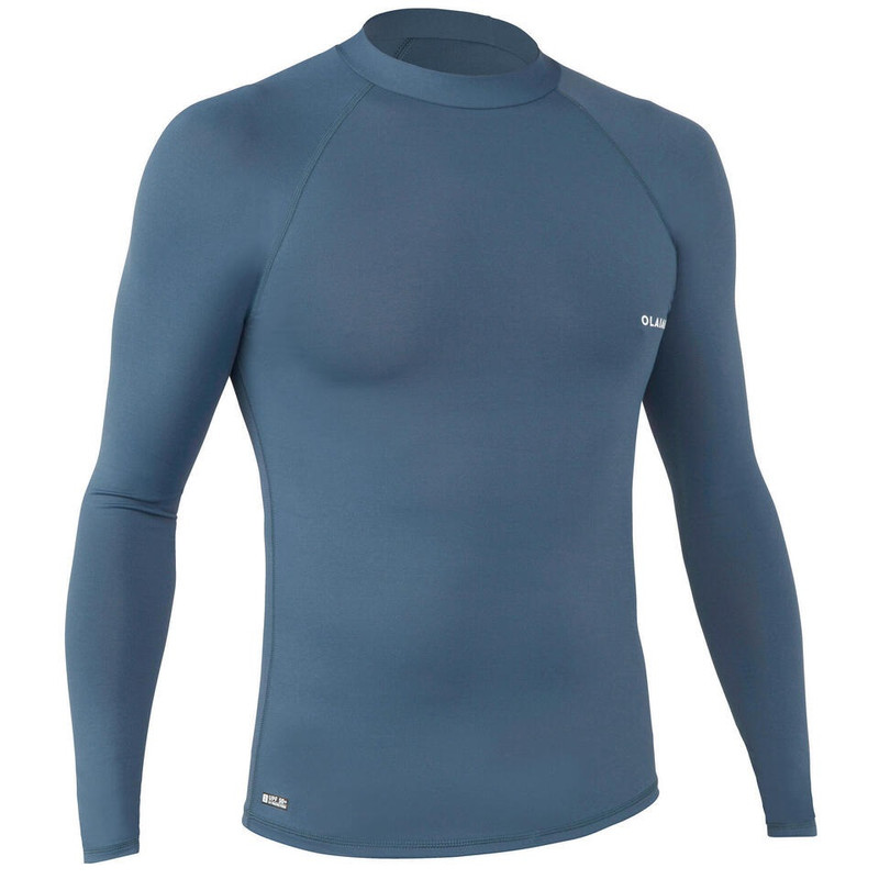 Camiseta Anti-Uv Surf Olaian Top 100 Manga Larga Hombre Gris Tormenta