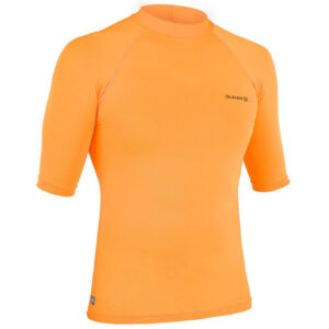 CAMISETA PROTECCIÓN SOLAR SURF HOMBRE OLAIAN 100 MANGA CORTA MANDARINA