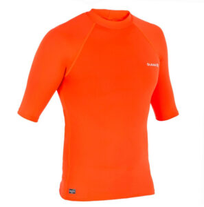 CAMISETA PROTECCIÓN SOLAR SURF HOMBRE OLAIAN 100 ROJO FLUORESCENTE
